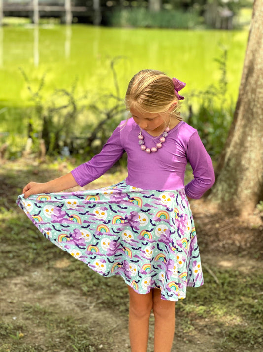 Bats and Rainbows Ballerina Twirl Dress