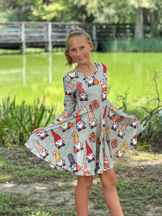 Thanksgiving Gnome Twirl Dress