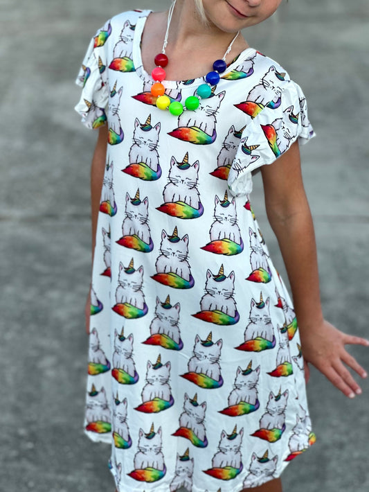 Rainbow Caticorn swing dress