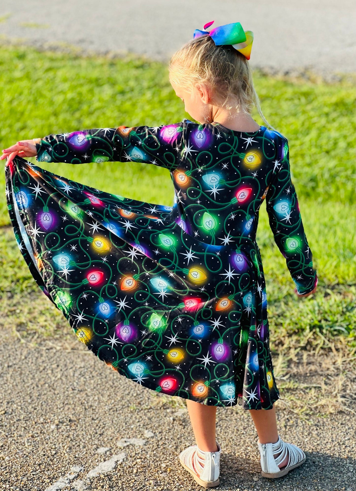 Christmas lights twirl dress