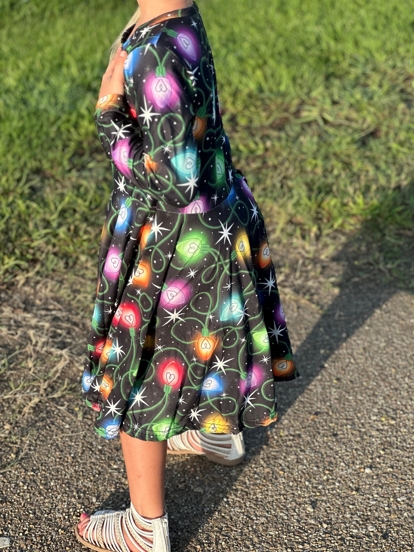 Christmas lights twirl dress