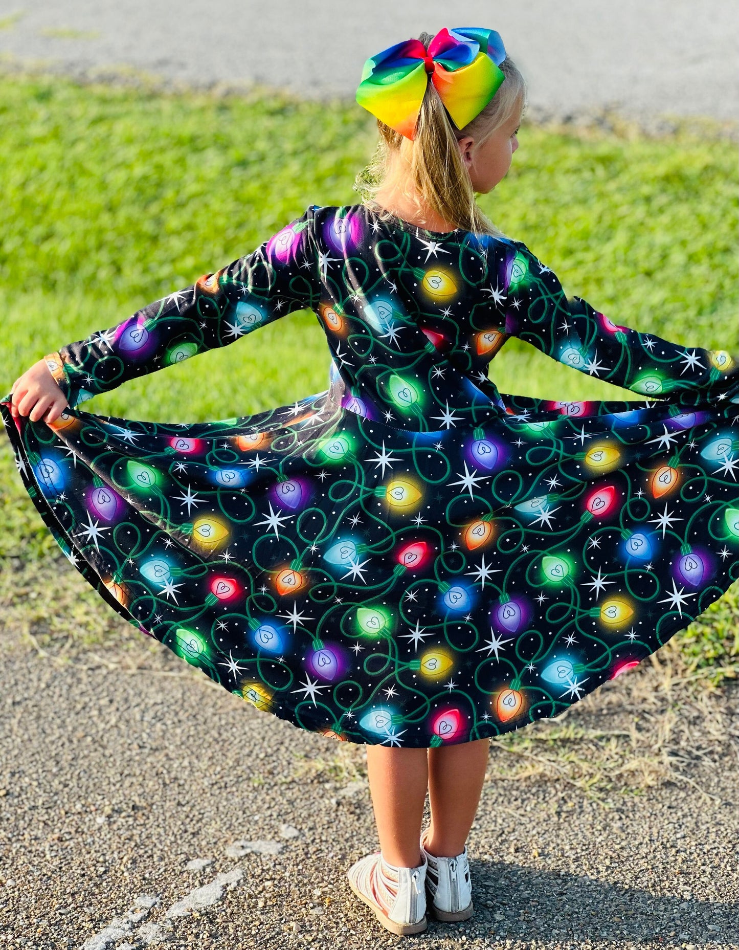 Christmas lights twirl dress