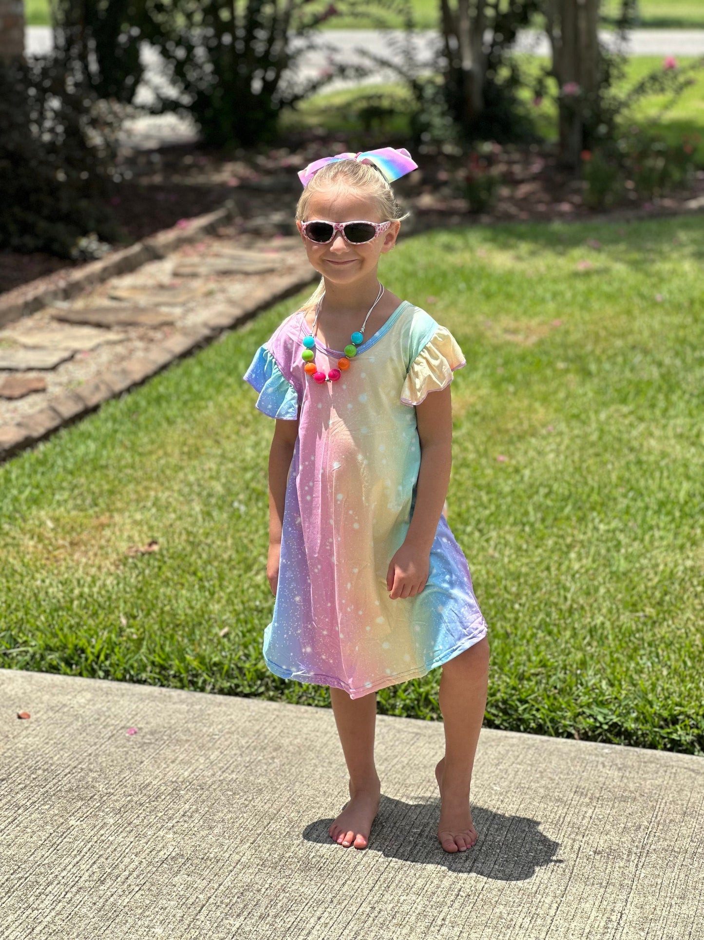Rainbow Sparkle Swing Dress