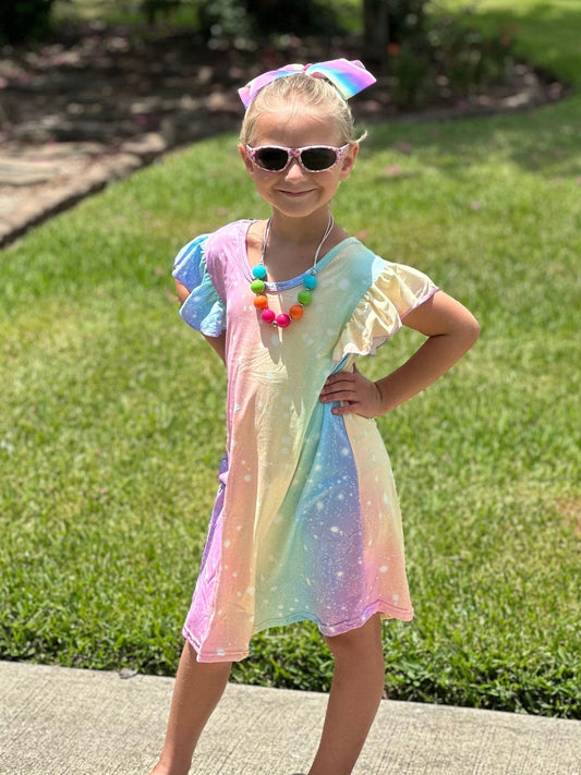 Rainbow Sparkle Swing Dress