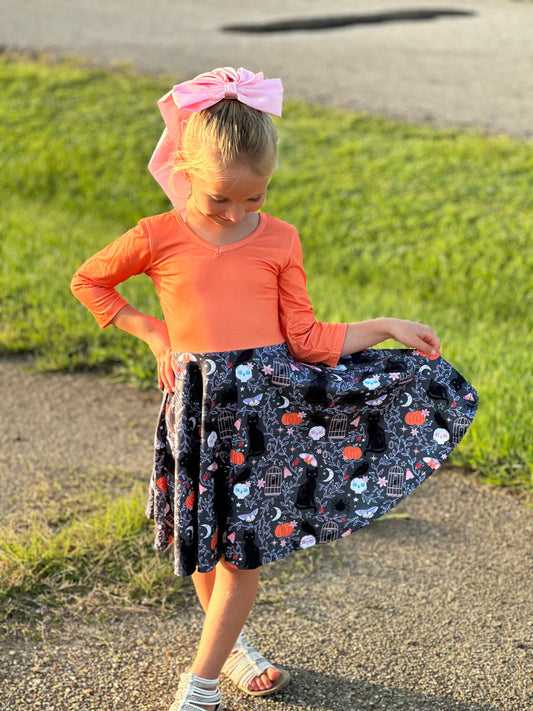 Halloween kitty and skulls ballerina Dress