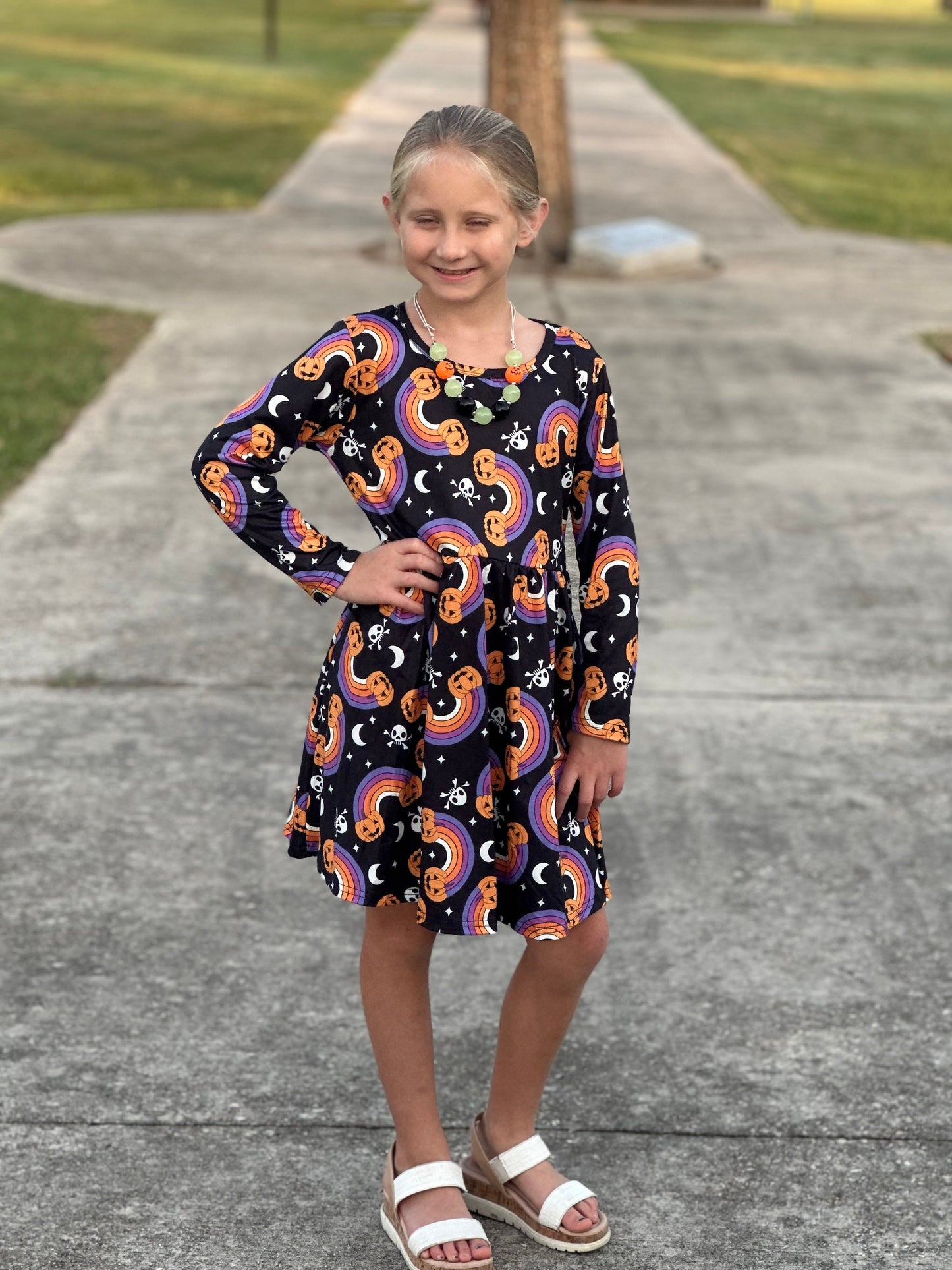 Rainbow pumpkin Halloween dress