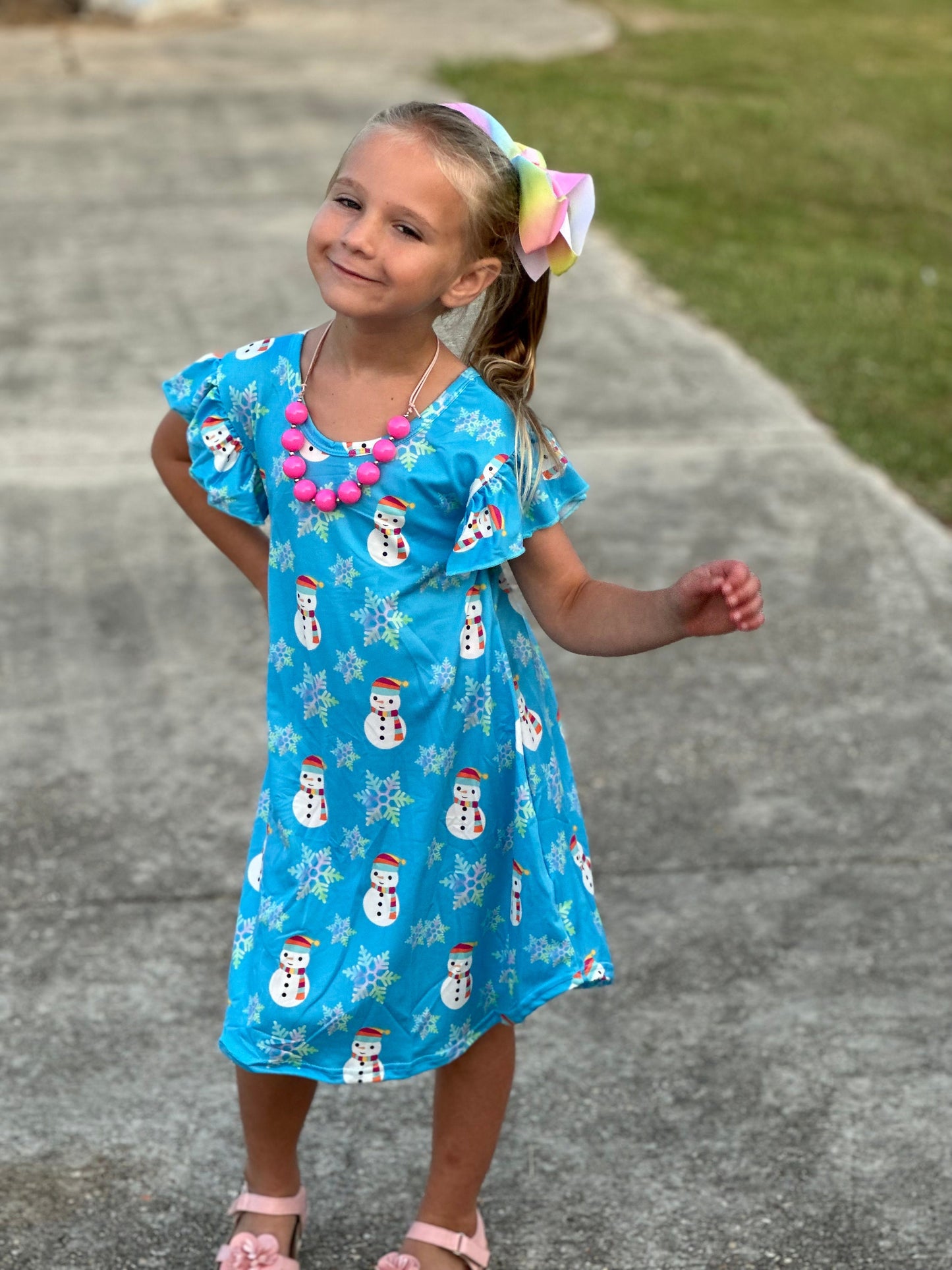 Snowman and snowflake swing dress