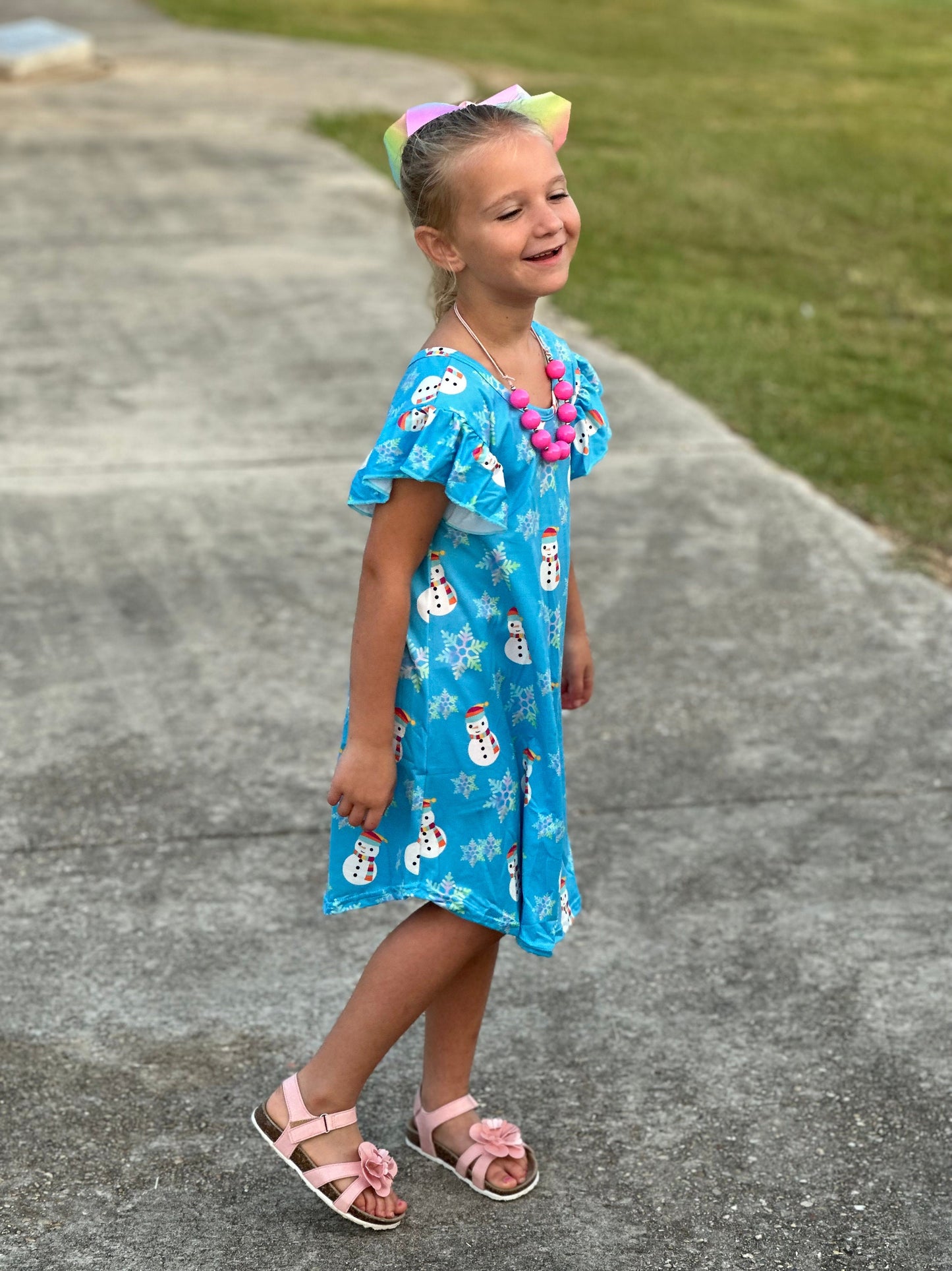 Snowman and snowflake swing dress