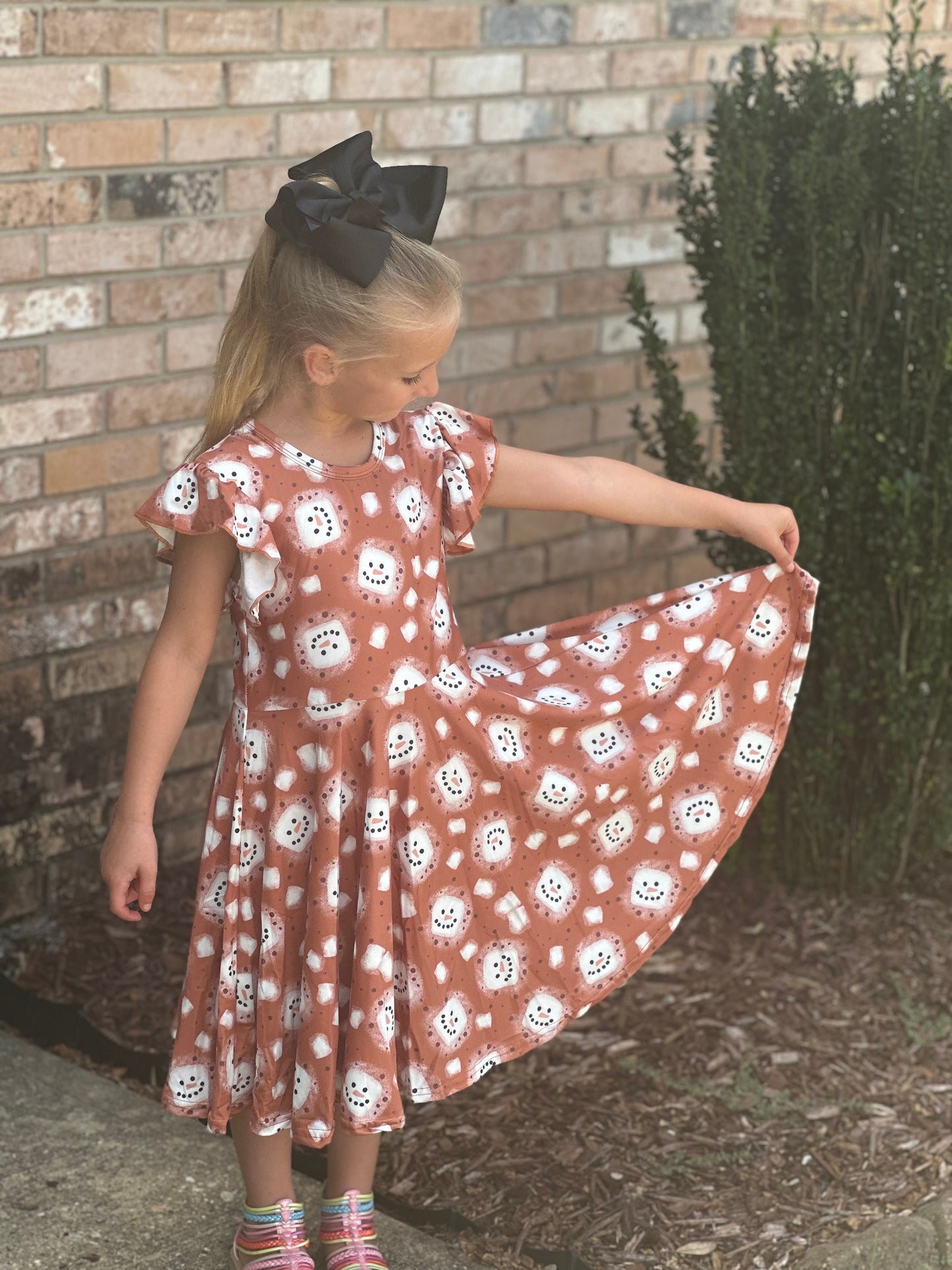 Marshmallow hot cocoa twirl dress