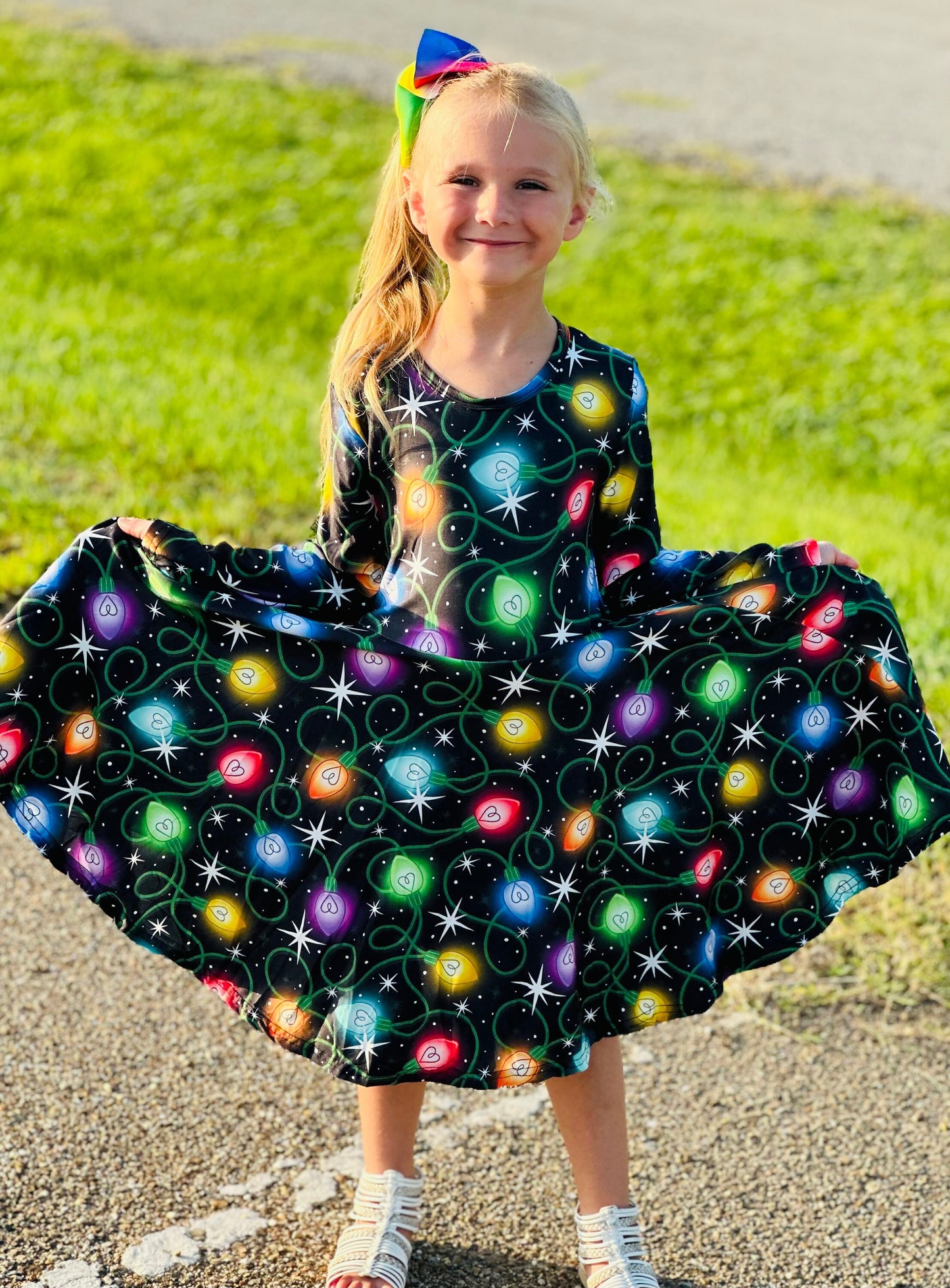 Christmas lights twirl dress