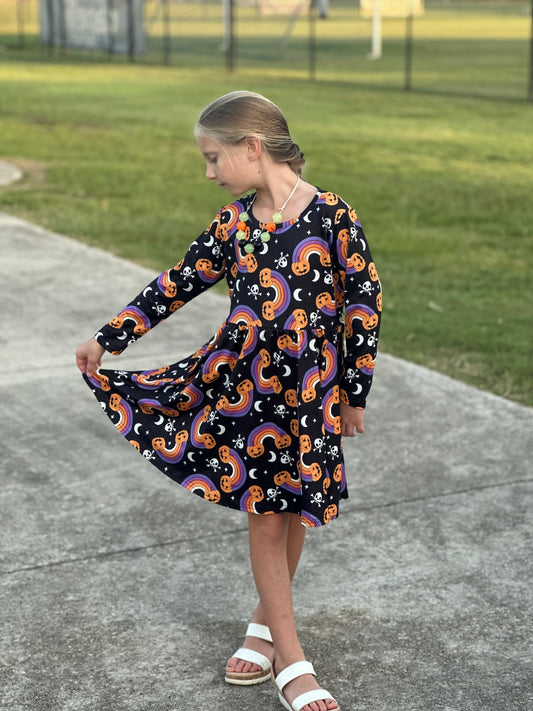 Rainbow pumpkin Halloween dress