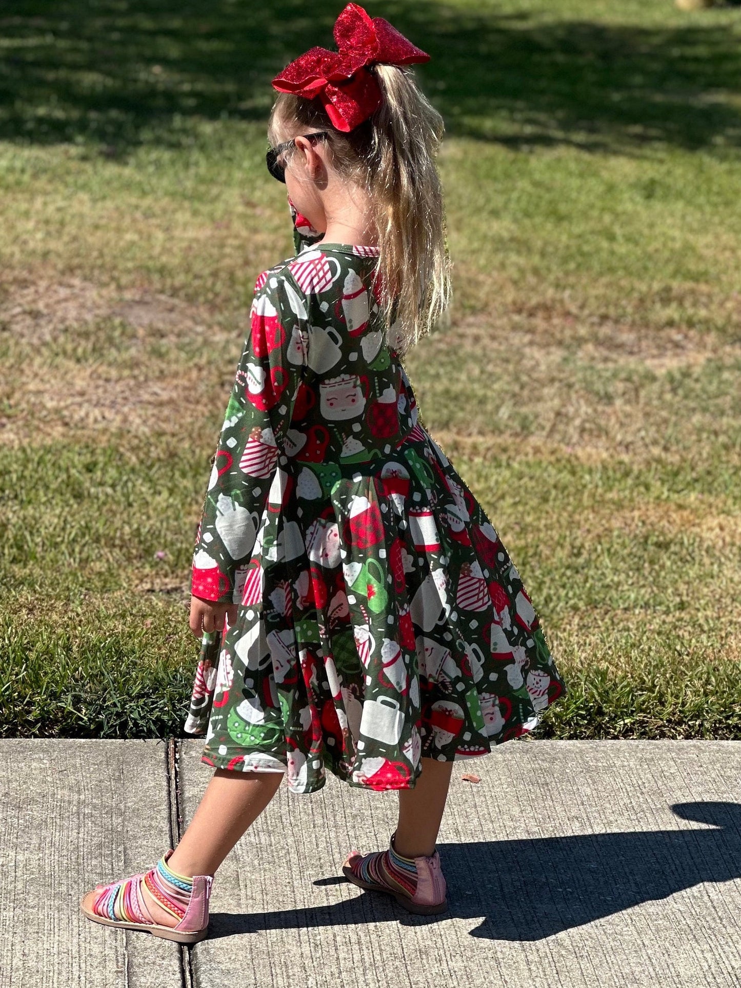 Red and Green Hot Cocoa Twirl Dress