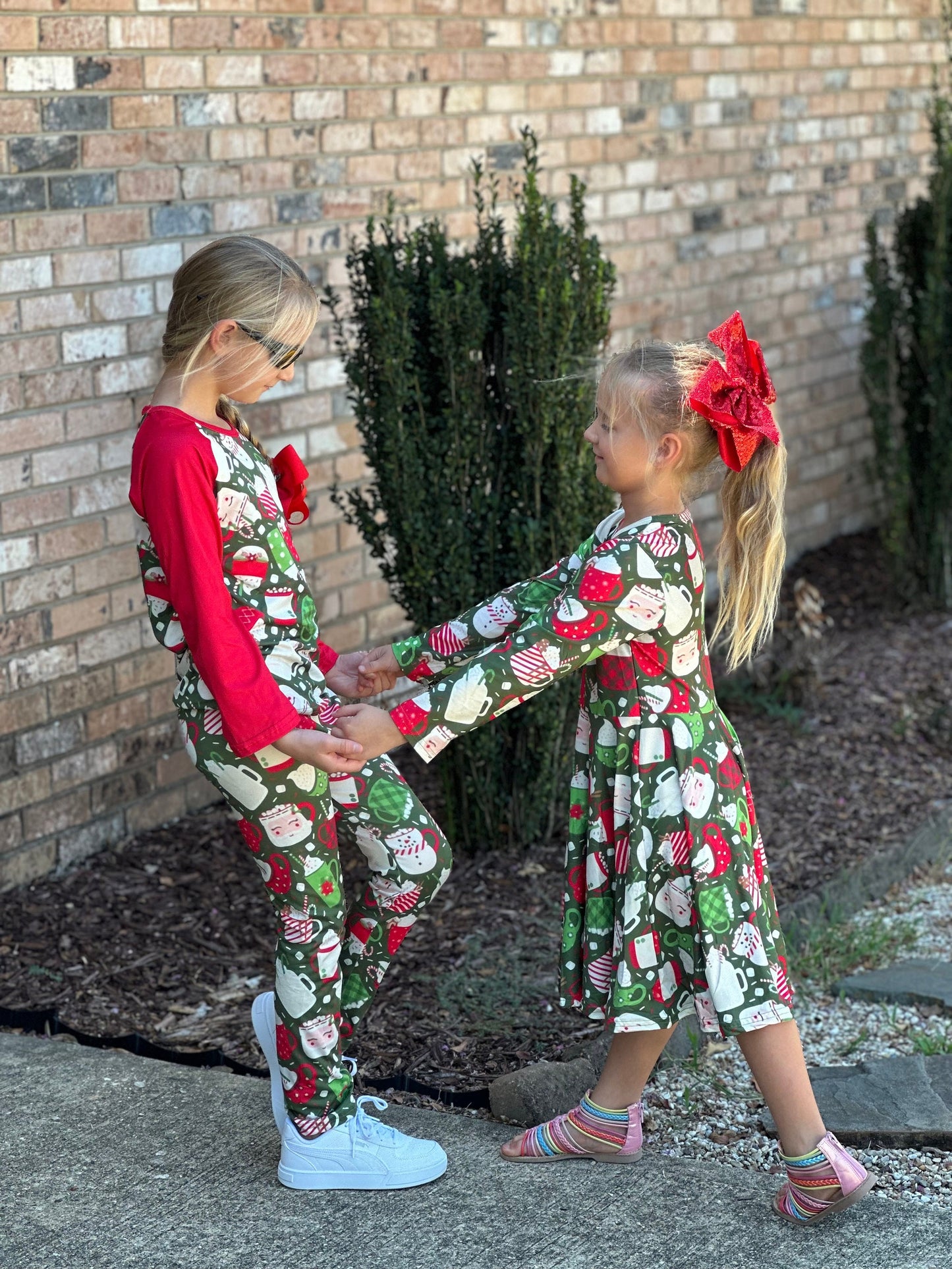 Red and Green Hot Cocoa Twirl Dress