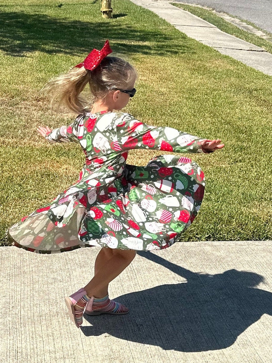 Red and Green Hot Cocoa Twirl Dress