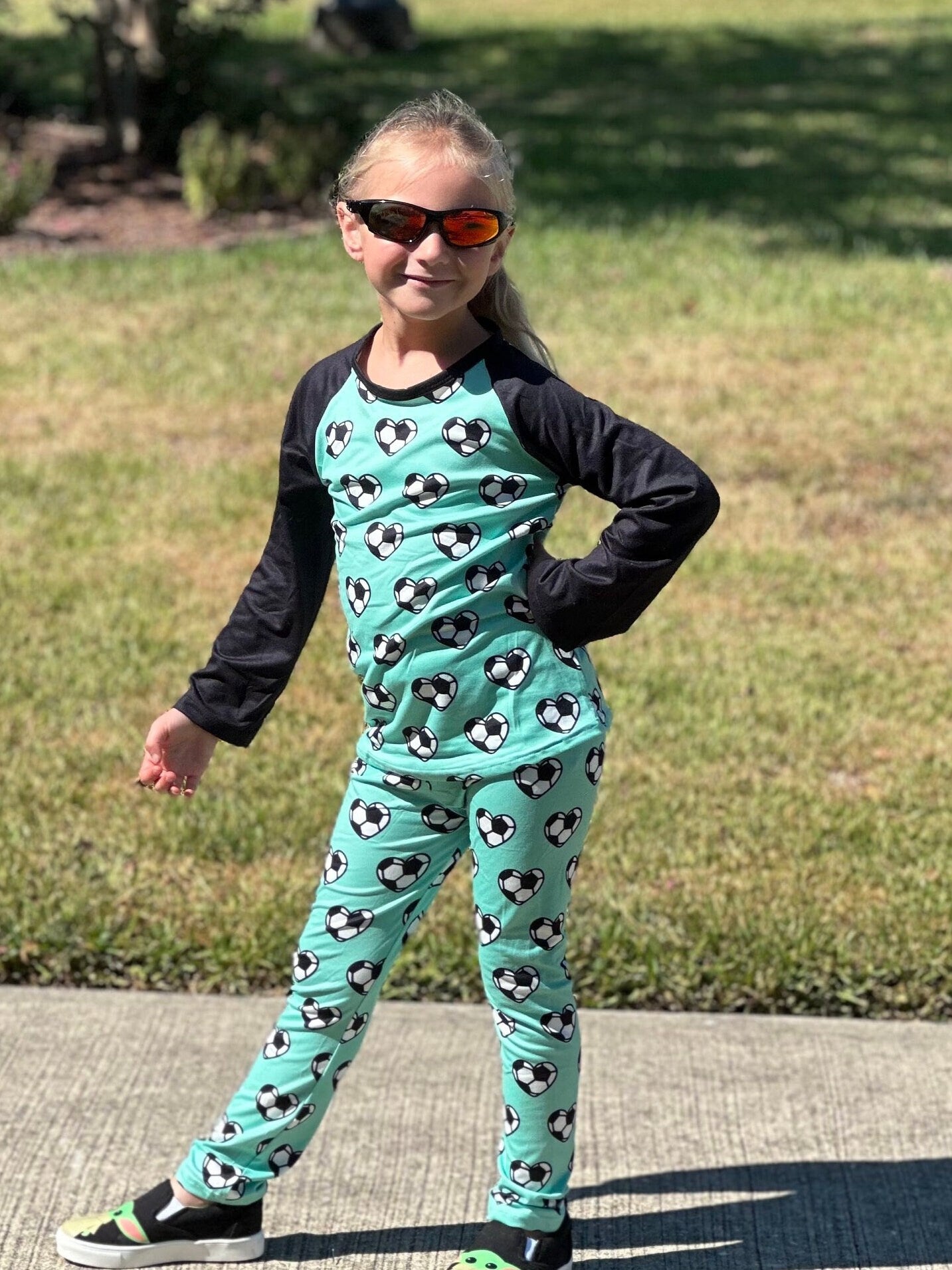 Teal soccer leggings set