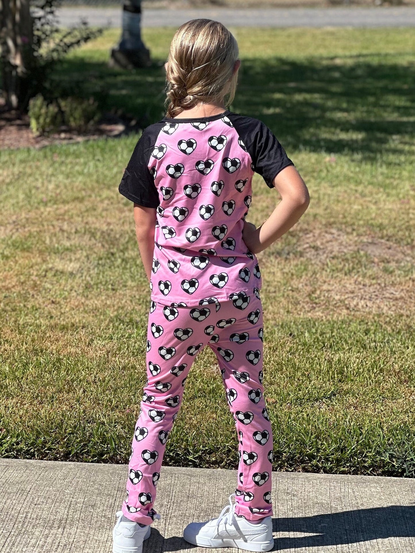 Pink soccer leggings set