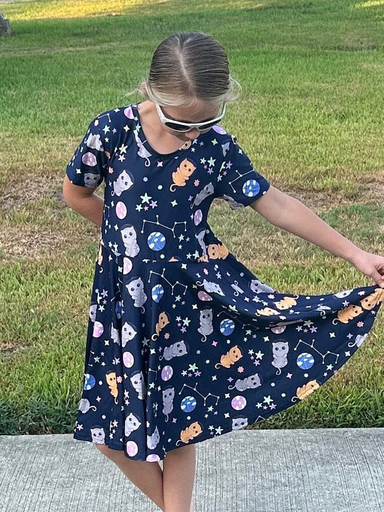 Space Kitties Twirl Dress