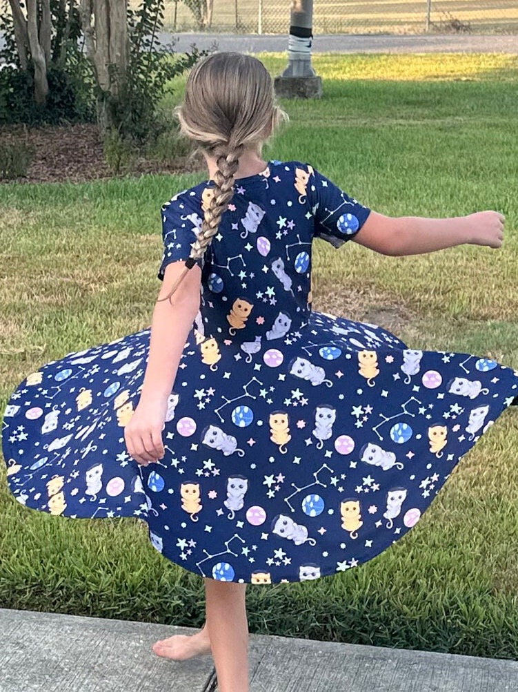 Space Kitties Twirl Dress