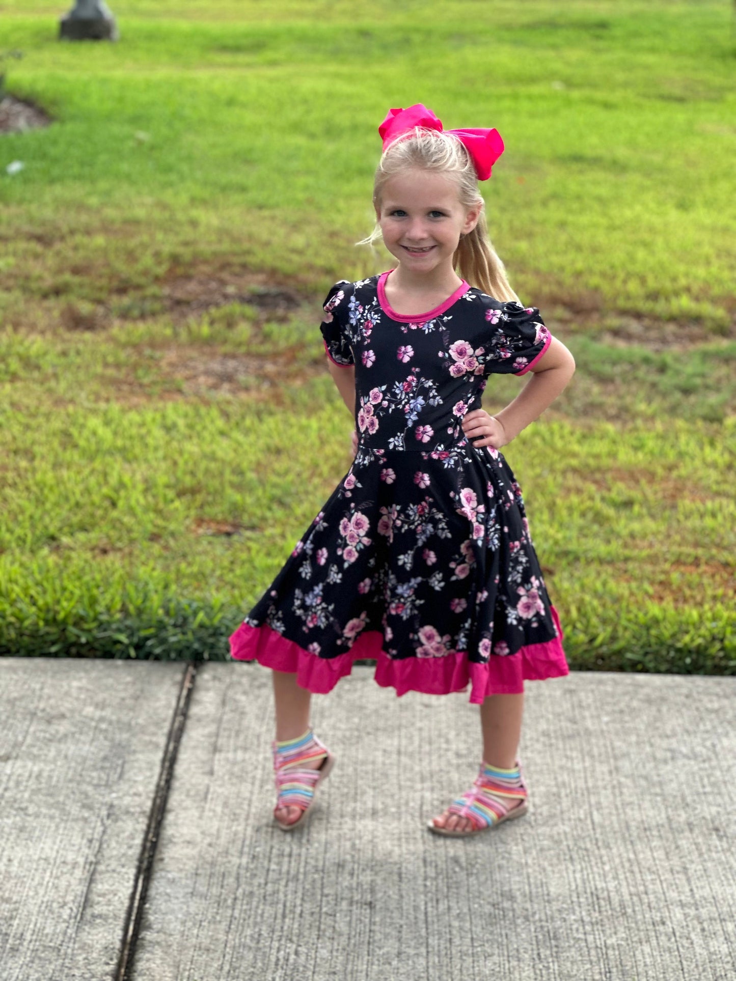 Pink Floral Twirl Dress