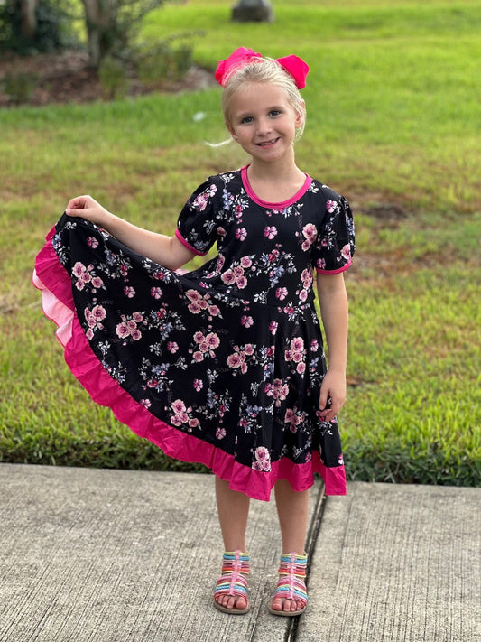 Pink Floral Twirl Dress