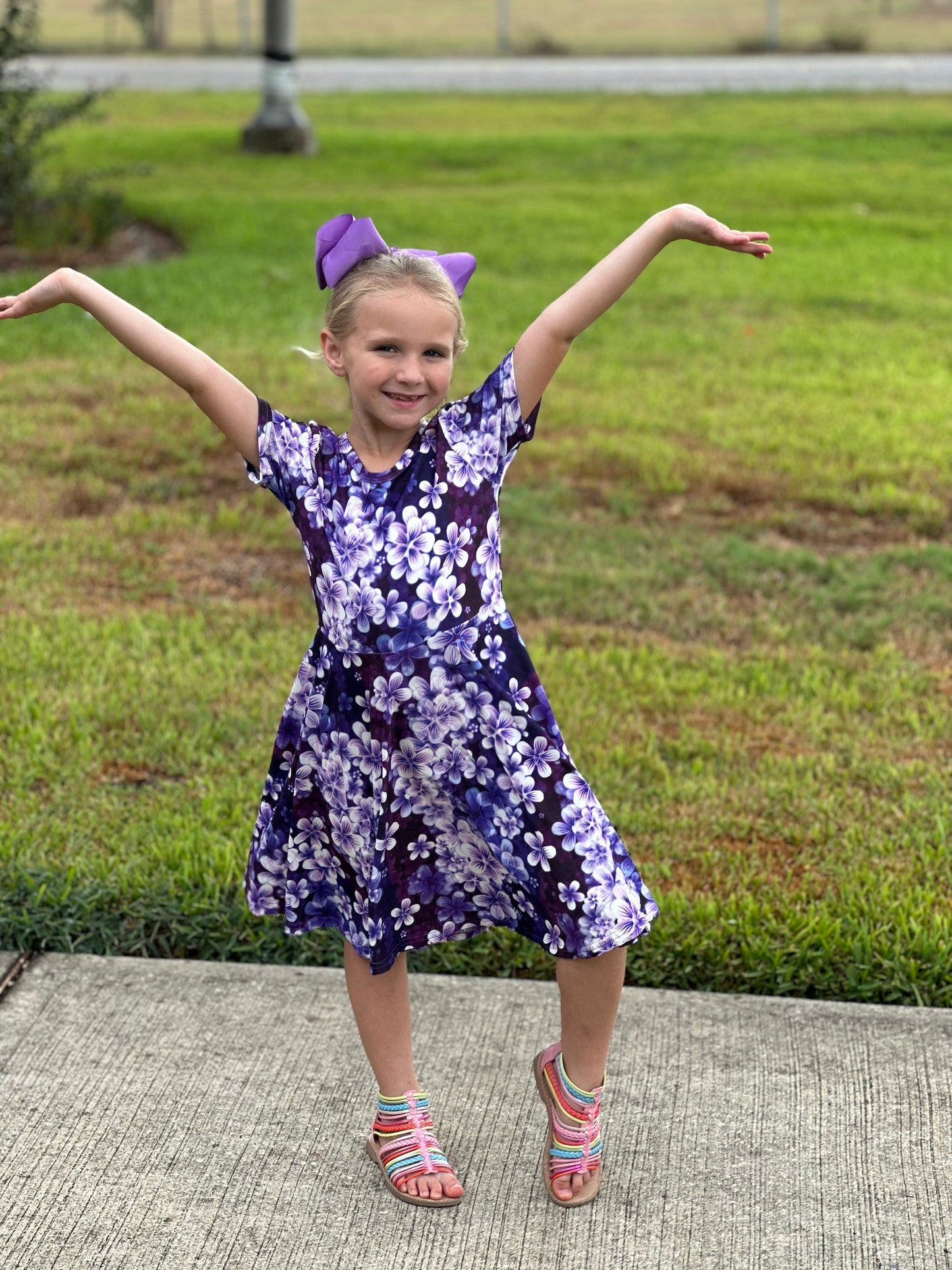 Purple Floral Twirl Dress