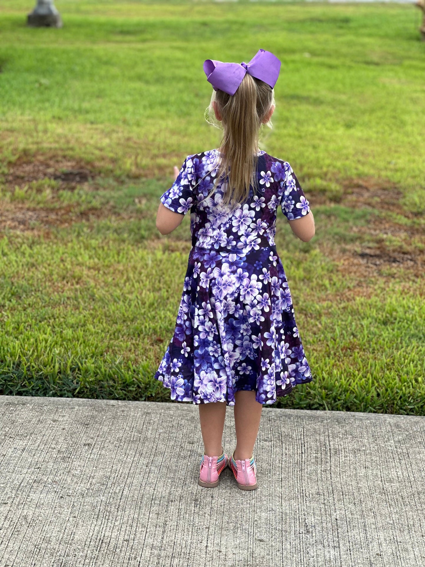 Purple Floral Twirl Dress