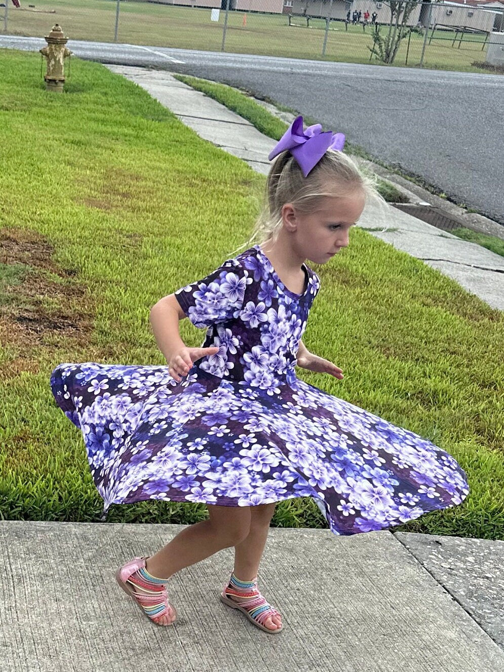 Purple Floral Twirl Dress