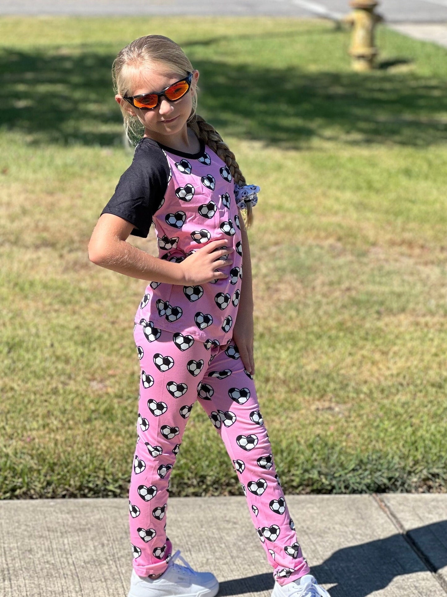 Pink soccer leggings set