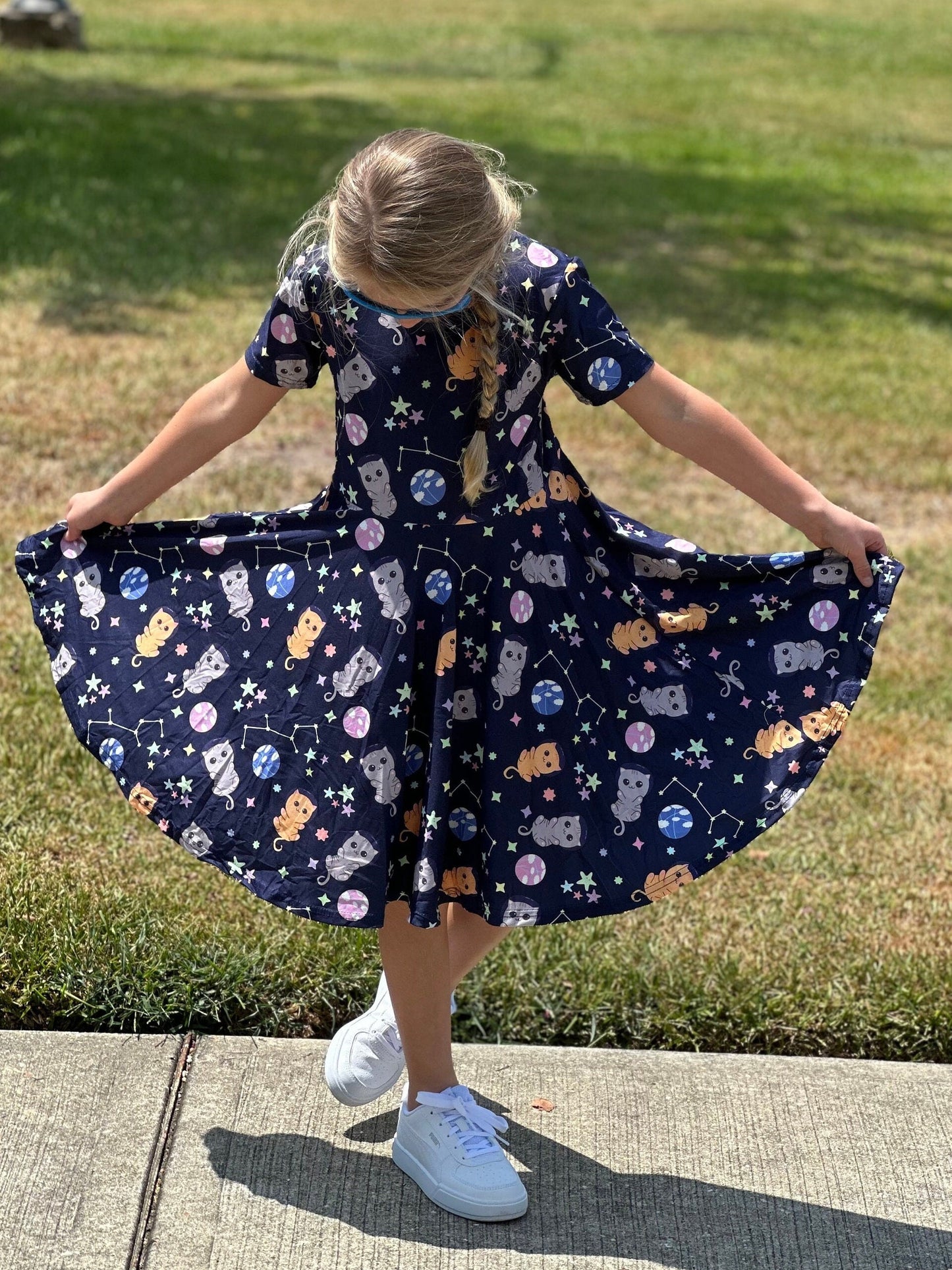 Space Kitties Twirl Dress