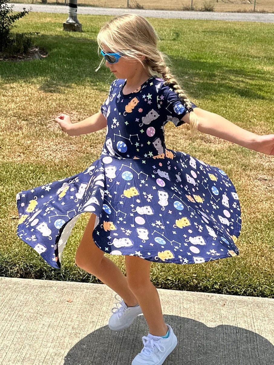 Space Kitties Twirl Dress