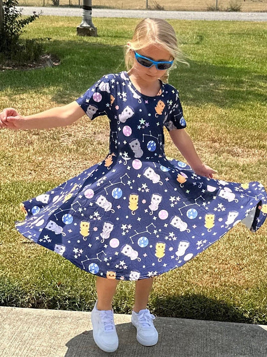 Space Kitties Twirl Dress