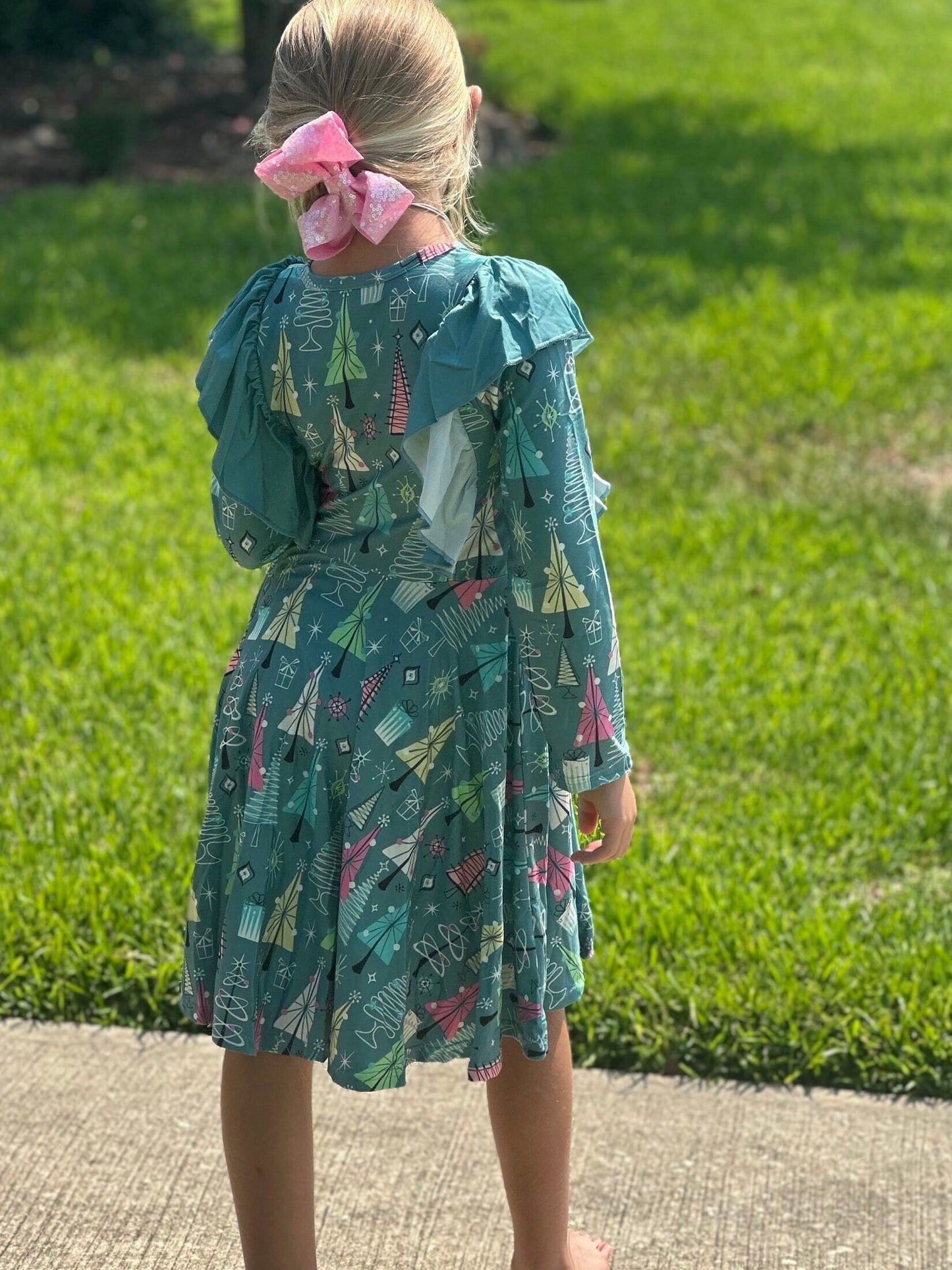 Christmas Tree Ruffle Twirl Dress