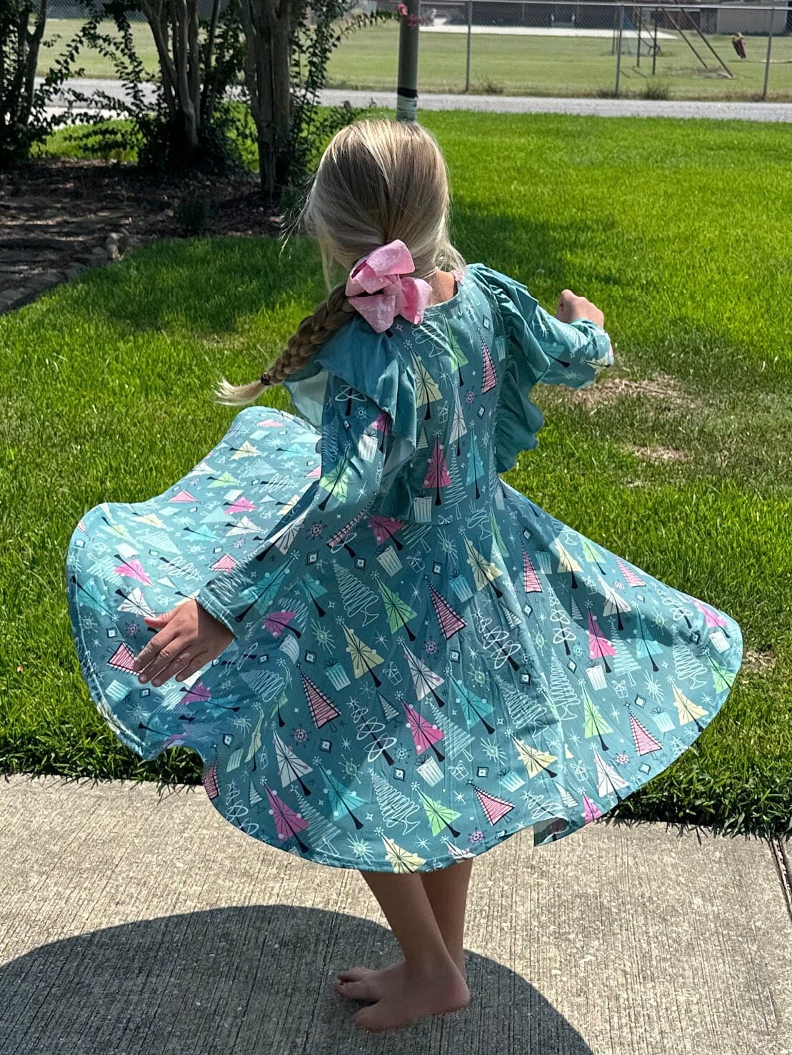 Christmas Tree Ruffle Twirl Dress