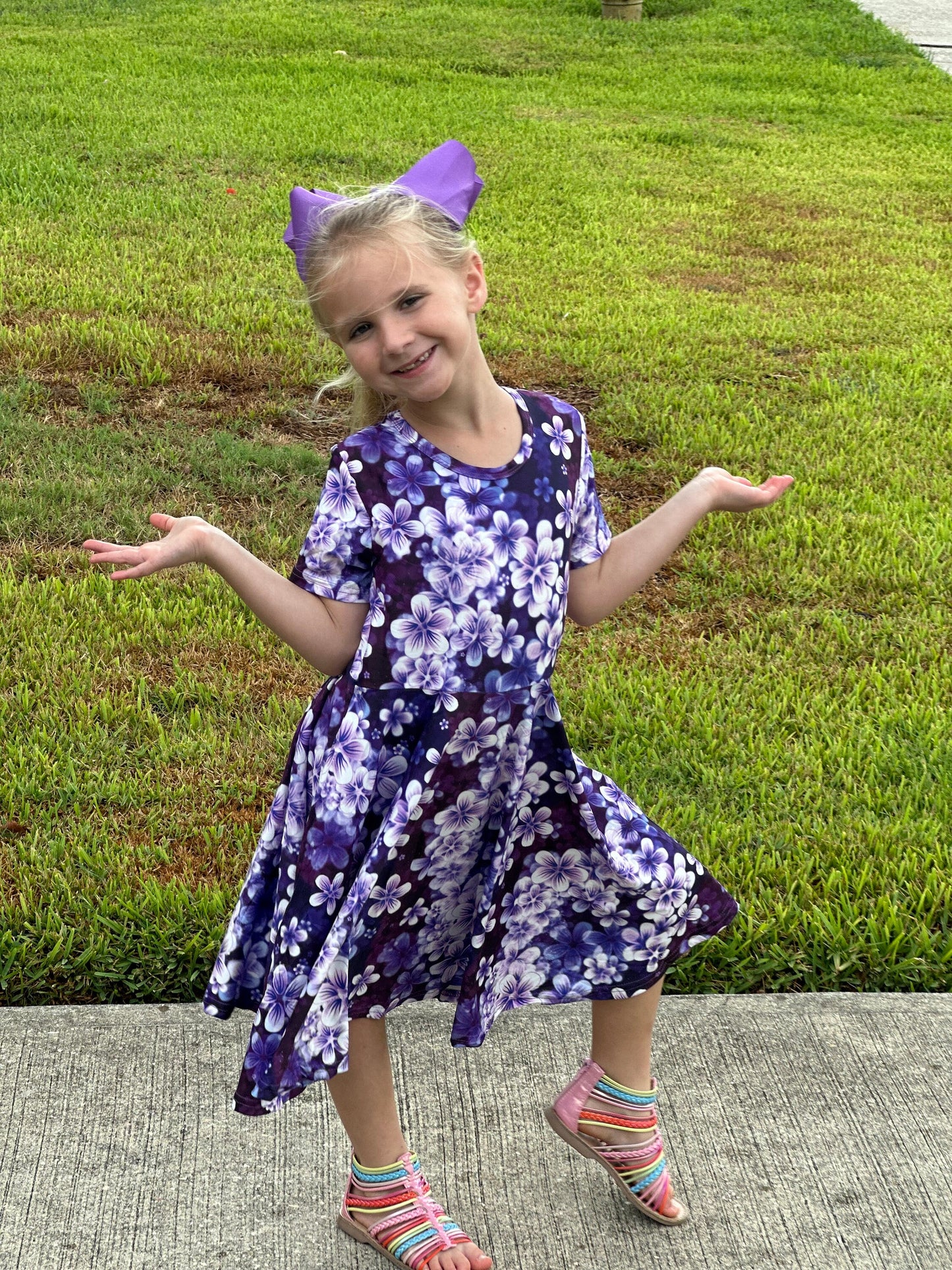 Purple Floral Twirl Dress