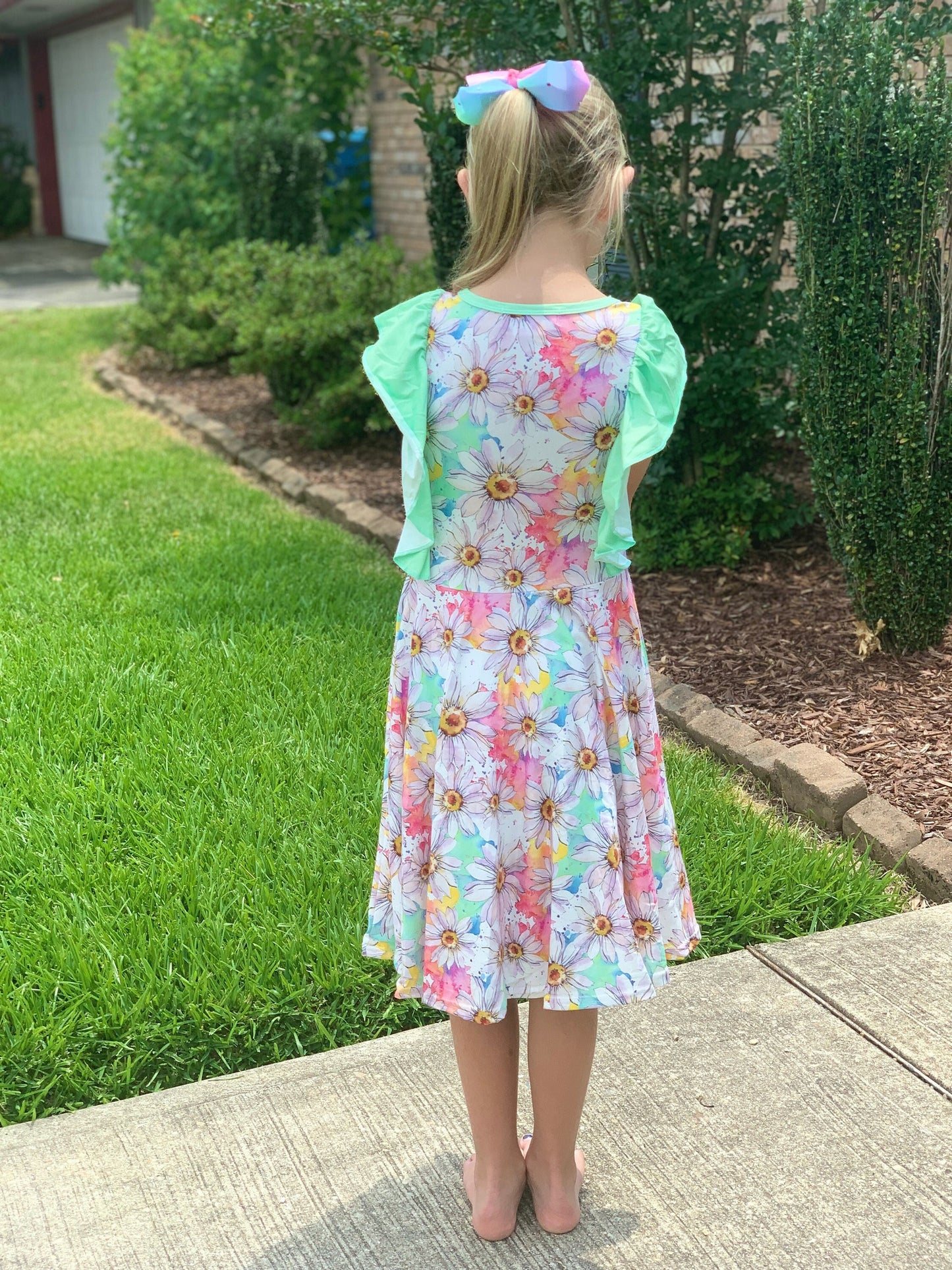 Pastel Daisy Ruffle Twirl Tank