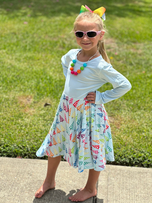 Rainbow Christmas Tree Twirl Dress