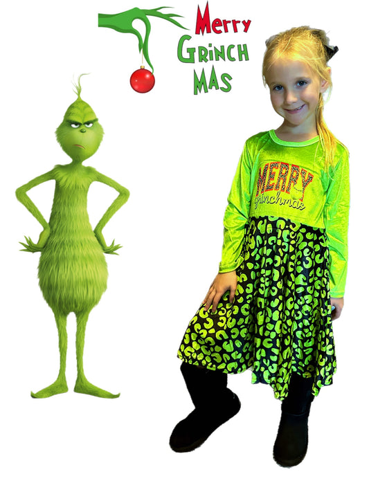 Merry Grinchmas Velvet Twirl Dress