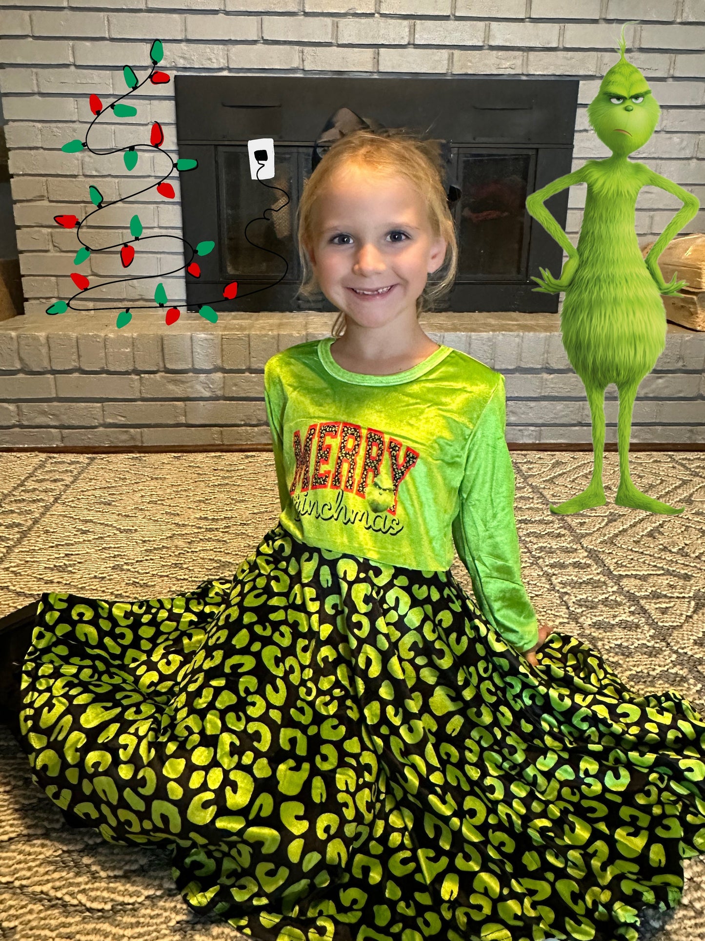 Merry Grinchmas Velvet Twirl Dress