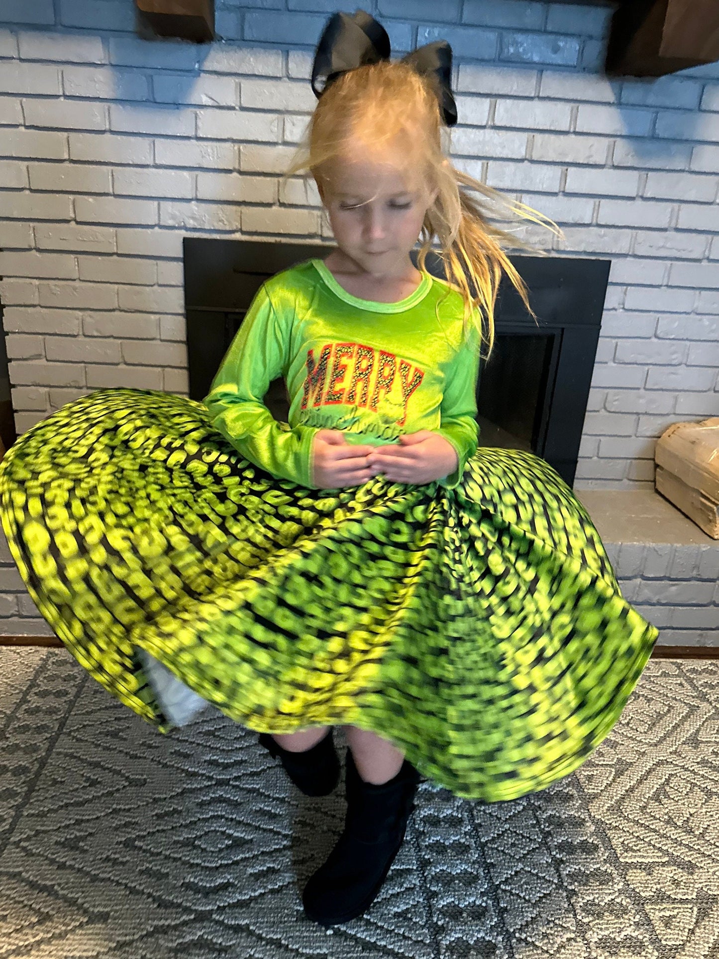 Merry Grinchmas Velvet Twirl Dress