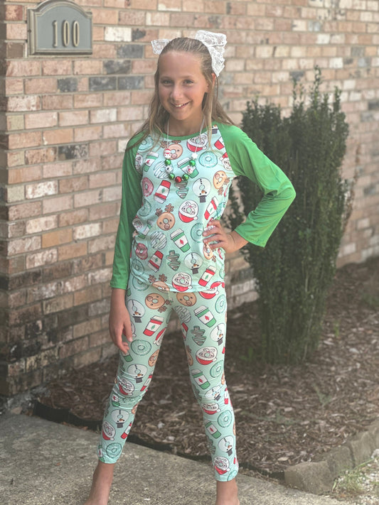 Christmas Cups and Donuts Leggings Set