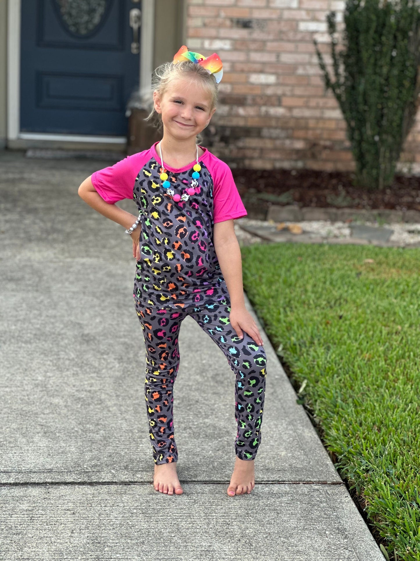 Rainbow Cheetah leggings Set