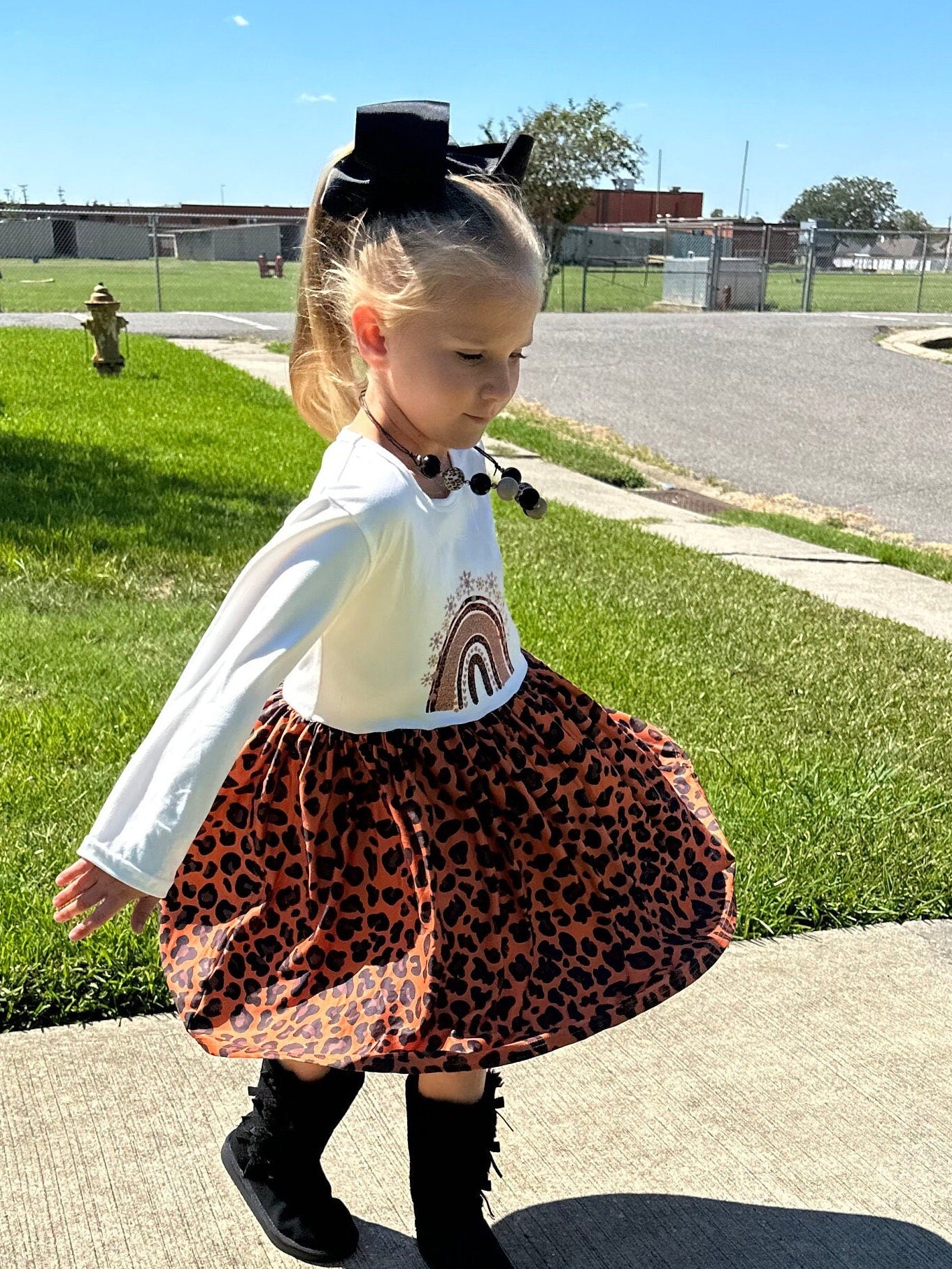 Snowflake Leopard Rainbow Dress