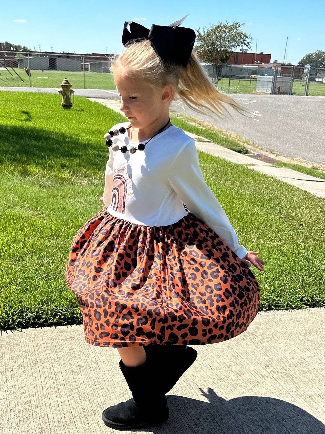 Snowflake Leopard Rainbow Dress