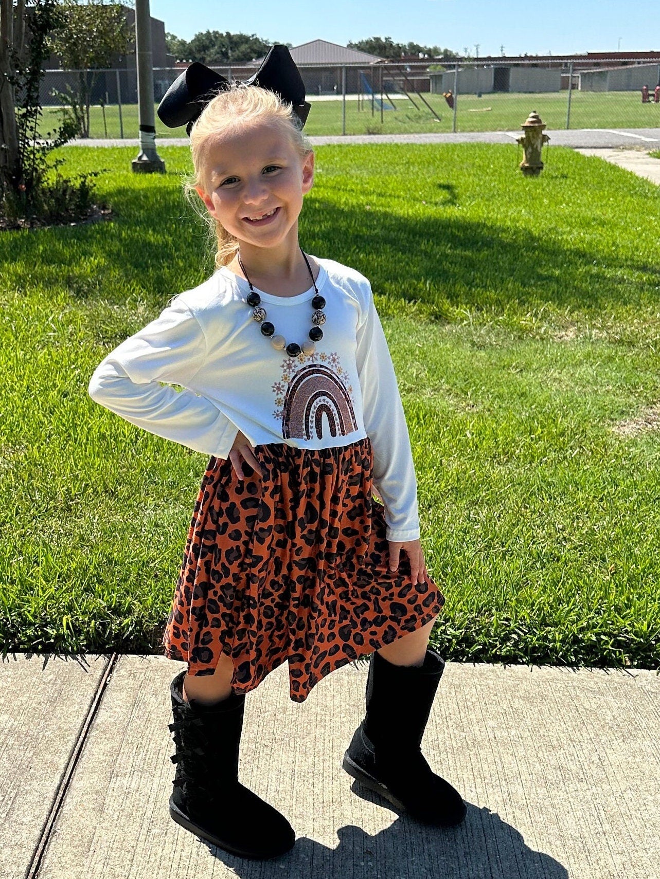 Snowflake Leopard Rainbow Dress