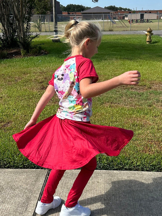 Red Squishmallow twirl skirt leggings