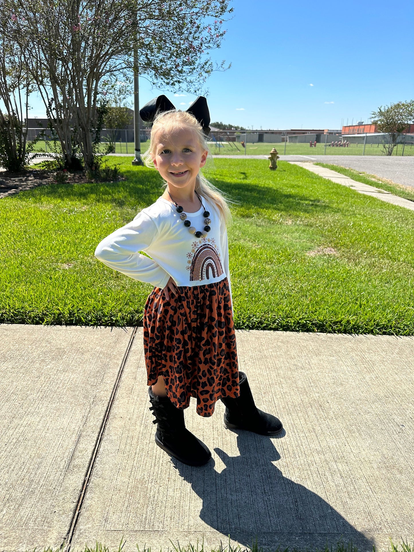 Snowflake Leopard Rainbow Dress