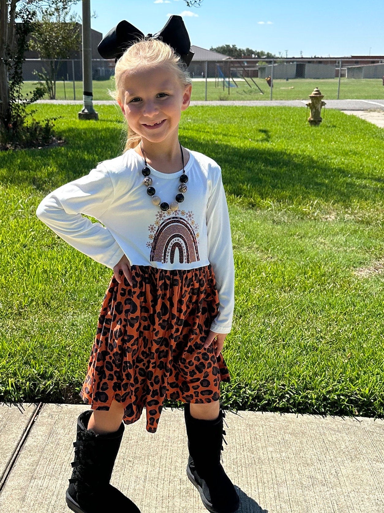 Snowflake Leopard Rainbow Dress