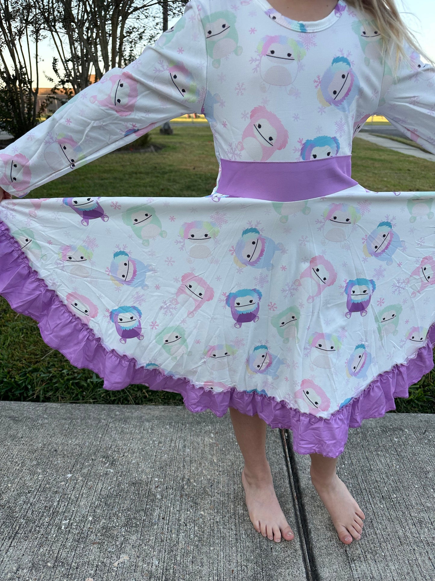 Squishmallow Winter abominable Bow Back Twirl Dress