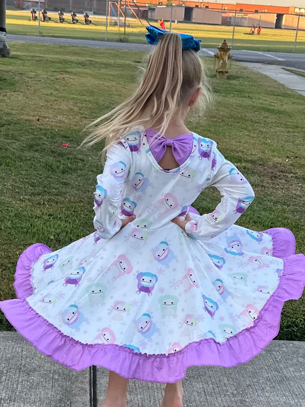 Squishmallow Winter abominable Bow Back Twirl Dress