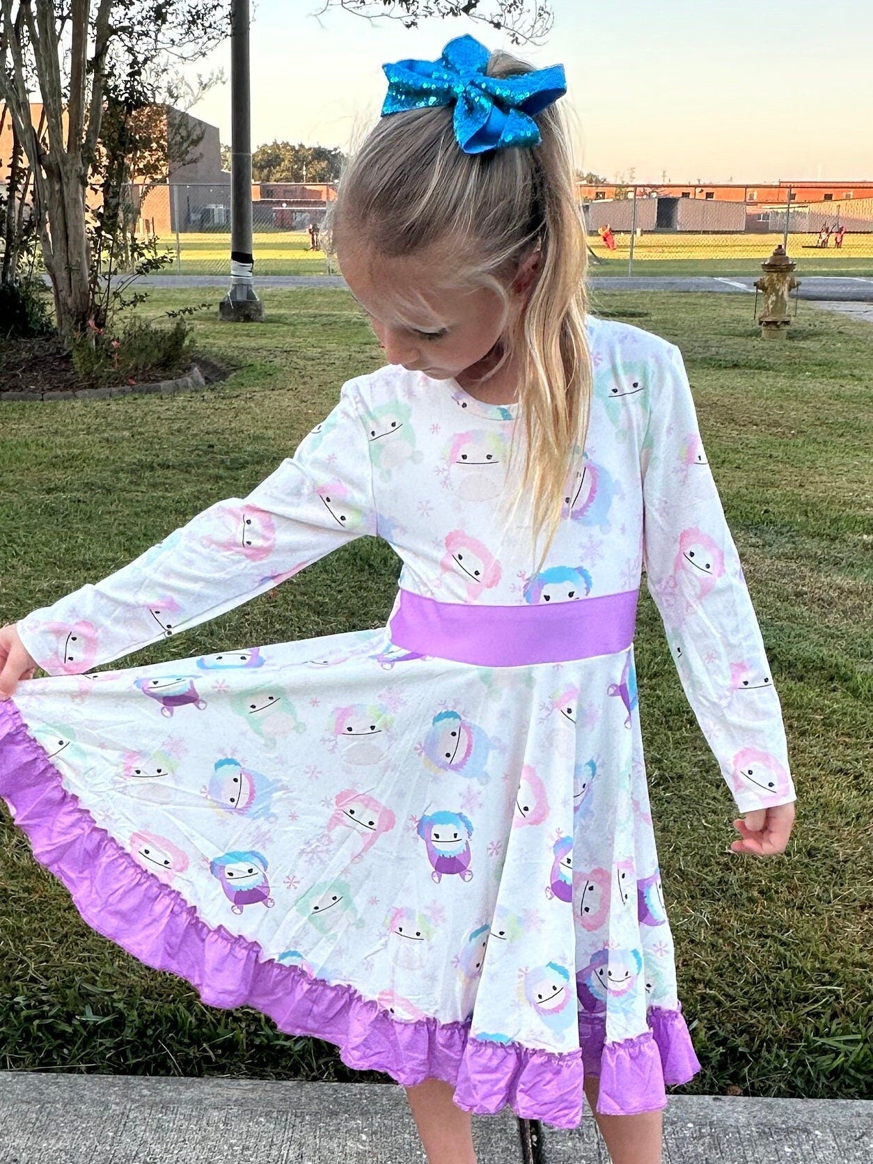 Squishmallow Winter abominable Bow Back Twirl Dress